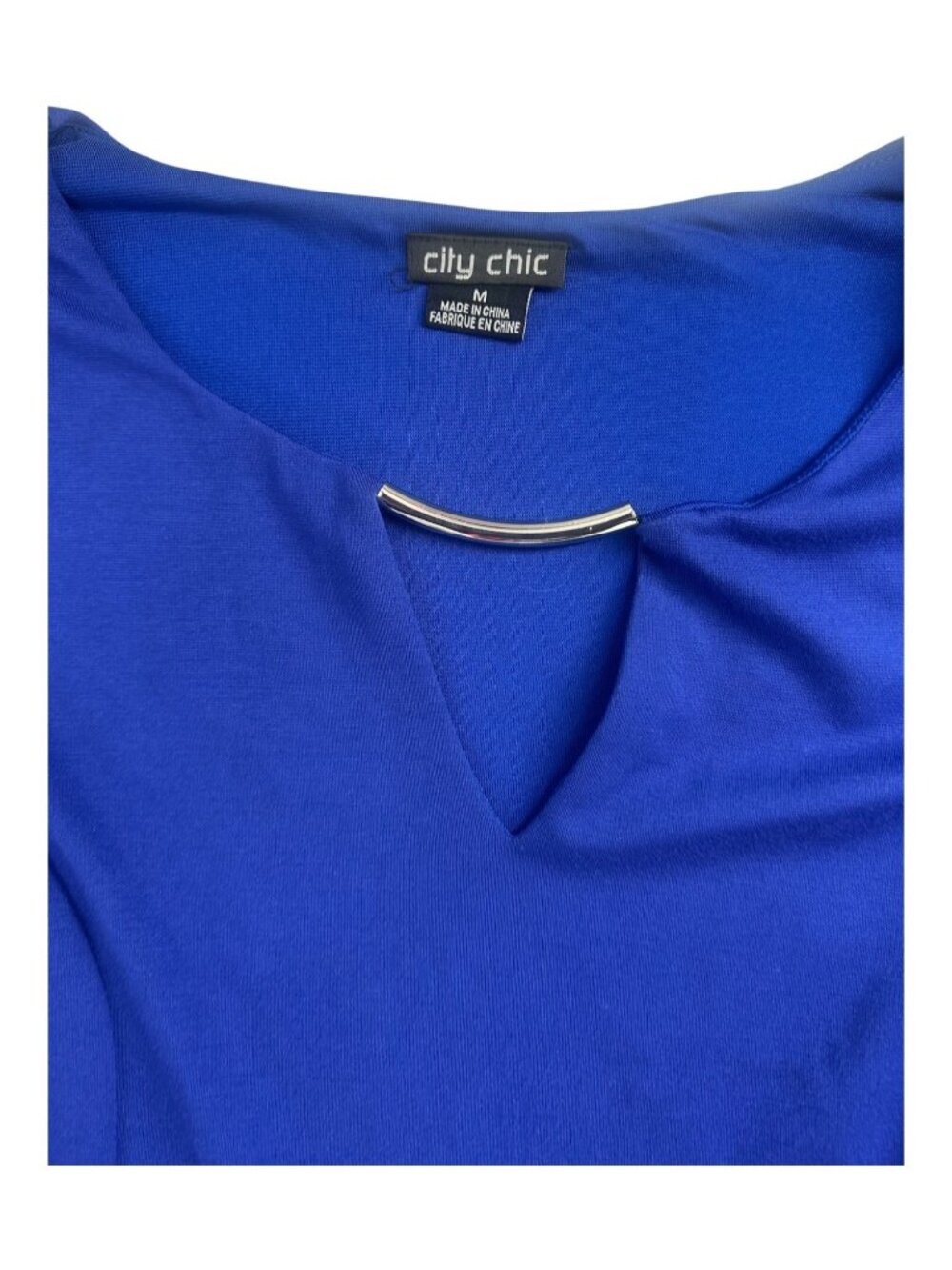 City Chic Royal Blue Fit Flare Dress Medium Plus Size V-Notch Cocktail - Picture 5 of 10
